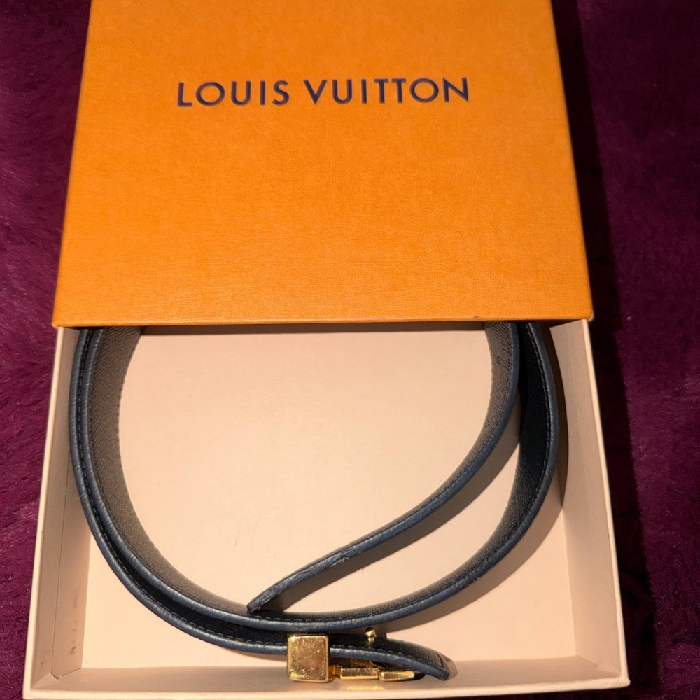 Louis Vuitton Black Belt with Gold Buckle